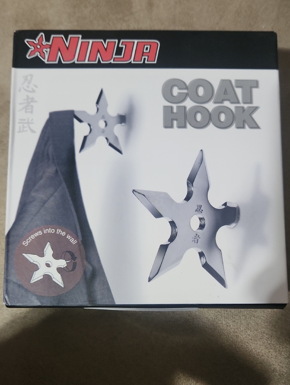 2 Ninja Silver Shuriken Coat Hook